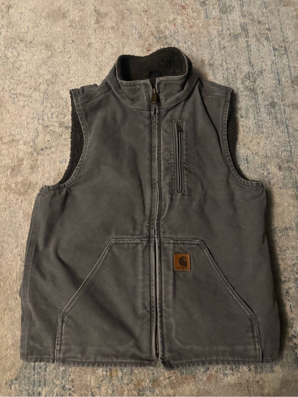 Vintage Carhartt V33 GVL Sherpa-Lined Vest - Gravel Grey